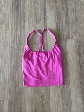 Victoria’s Secret PINK Crop Tank Top Pink Scoop Neck Modal Racerback Women M Gym